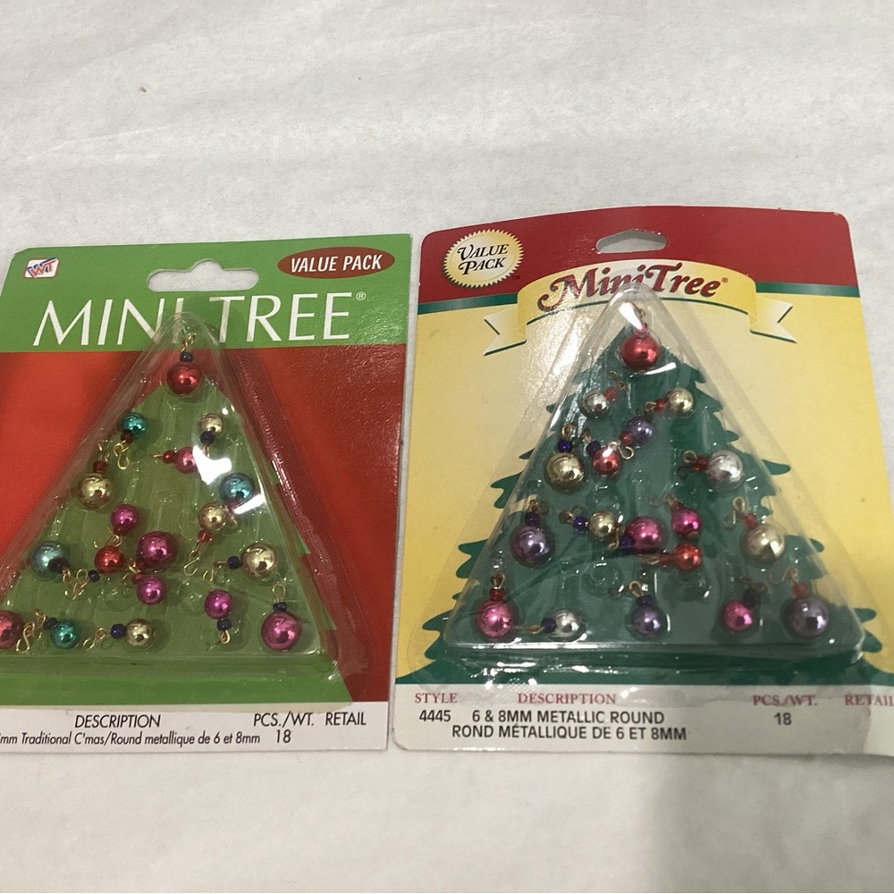 Vtg. Miniature glass ornaments 6mm & 8mm tradional & metallic 1990